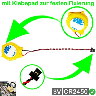 Produktbild von CR2450 Bios CMOS Batterie mit stecker 6 x 3 mm kabel für Razer Notebook Laptop