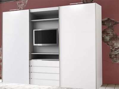 Schwebetürenschrank Kleiderschrank Magie 2-türig weiß 300cm