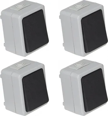 Produktbild von 4er Set Feuchtraum Wechselschalter Serie TAFF Aufputz Schalter IP44 250V grau