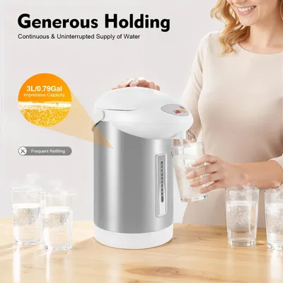 Produktbild von Elektrischer Wasserkocher - Heißwasserspender - 3 l 750 W - Edelstahl - 220 V EU-Stecker