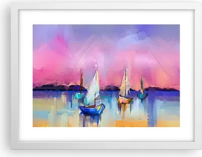 Produktbild von Gerahmtes Poster - Weißer Rahmen - Segelboot See - 40x30 cm - Wand Bild - Wanddeko - Wandbilder - Kunstposter - Wandposter - Bilderrahmen - Bilder - Kunstdruck - Wandbild - P2WAA40x30-4099