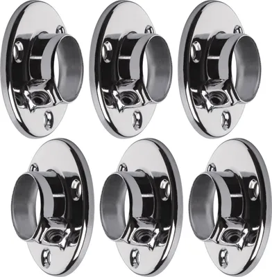Produktbild von 3 Paar (6 Stück) Schrankstangenlager verchromt für runde Schrankstangen mit Ø 25 mm Kleiderstangenhalter Schrankstangenträger von SOTECH