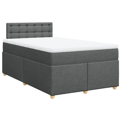 Image de vidaXL Lit boxspring avec matelas gris foncé 120x190 cm Tissu