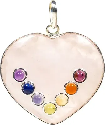 Immagine prodotto di Ciondolo Chakra A Forma Di Cuore Quarzo Rosa --set Da 2 Pezzi - 3 Cm