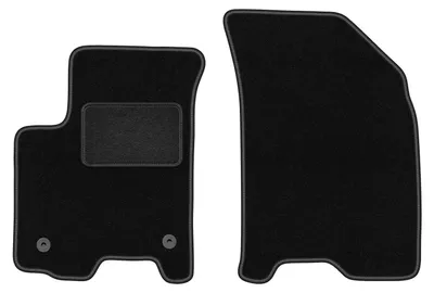 Produktbild von Velours-Fußmatten Vorne passend für Daewoo Kalos (Schrägheck, Limousine, Bj. 2002-2011) –  schwarz, passgenau, mit Befestigungen set 2 Stk. - STANDARD