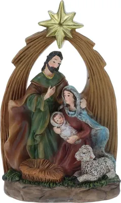 Zdjęcie produktu dla Łóżeczko bożonarodzeniowe 13 cm Classic - Święta Rodzina, tradycyjna figurka do łóżeczka