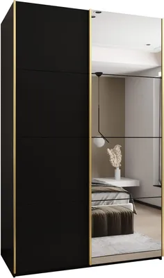 Produktbild von MEBLE KRYSPOL LUX 3 Schrank - 245,5x150x64cm - Schwarz, Schwarz, Gold