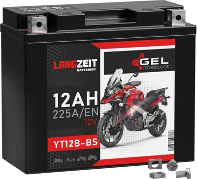 Produktbild von Langzeit Gel Motorradbatterie YT12B-BS 12Ah 12V