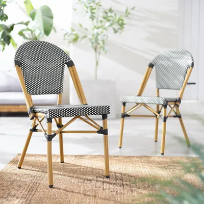 Produktbild von home24 Gartenstuhl - 2er-Set - Aluminium / Textilene - Schwarz / Weiß