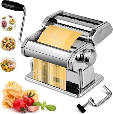 Obrázok produktu pre Stroj na výrobu cestovín s 9 nastaveniami hrúbky – ideálny na špagety, fettuccine, lasagne – s rezacím nástrojom, ručným zdvihákom a návodom