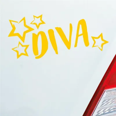 Produktbild von Auto Aufkleber Diva Sterne Stars Schriftzug 17,5x10 cm Gelb Sticker Heckscheibenaufkleber