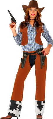 Produktbild von Cowgirl Trachten Karneval Kostüm Wildwest Cowboy Look Outfit Westliche Mode, Größe: 36 - 38 (S) Farbe: Braun