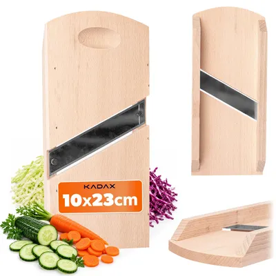 Produktbild von KADAX Gemüsehobel aus Holz, Krauthobel mit 1 scharfen Edelstahlklingen, Gurkenhobel, traditioneller Kohlhobel, Küchenhobel für Gemüse, Gurkenreibe (23 x 10 cm), KI-generiertes Bild