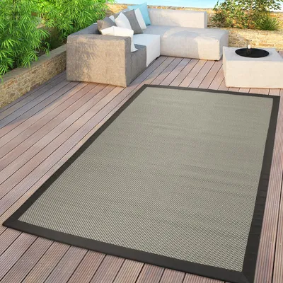 Produktbild von TT Home Flachgewebter In- & Outdoor Teppich Einfarbig Uni Natürlicher Look Grau Modern Größe 120x170 cm