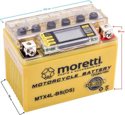 Immagine prodotto di Batteria Moretti 12 V AGM (I-Gel) MTX4L-BS / MB4L-B con indicatore
