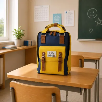 Produktbild von Biggdesign Cats Laptop-Rucksack für Frauen, wasserfeste Arbeitstasche mit Laptop-Fach, Reiserucksack mit USB-Ladeanschluss, 14-Zoll-Laptop und Notebook, Anti-Diebstahl, 10 L, gelb