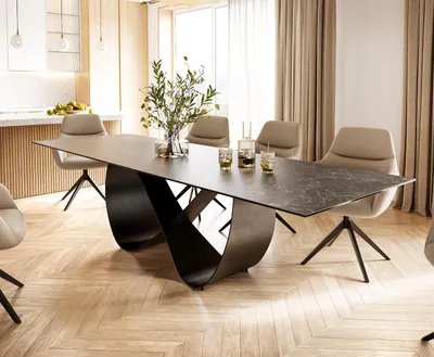 Produktbild von DELIFE Esstisch Edge 300x100 Keramik Laminam® Nero Greco Anthrazit Infinity Metall Schwarz