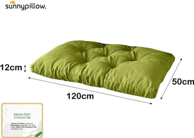 Produktbild von sunnypillow Palettenkissen für Gartenmöbel - Sitzkissen 120 x 50 cm - Palettenauflage für Palettensofa - Palettenpolster, Sitzpolster für Palettenmöbel - Gesteppte Gartenkissen - Kissen Grün