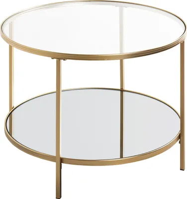 Produktbild von HAKU Beistelltisch Couchtisch gold - Metall, Sicherheitsglas 5 mm, Spiegel, B/H/T: 60x45x60 cm