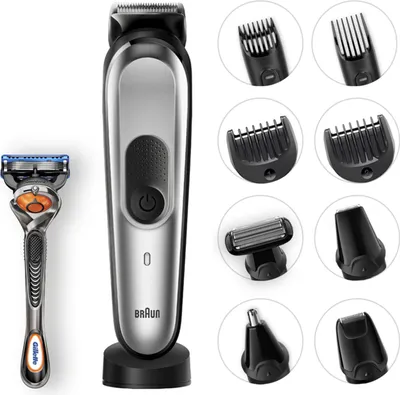 Produktbild von Braun Multigroomer MGK 7920 Multigroomingkit + Organizer Geschenkset, Waschbar, Akku, Schwarz, Silber