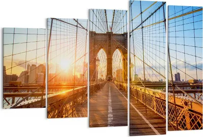 Produktbild von Bild auf Leinwand - Leinwandbild - New York Brücke - 150x100cm - Wand Bild - Wanddeko - Wandbilder - Leinwanddruck - Bilder - Kunstdruck - Wanddekoration - Leinwand bilder - Wandkunst - EG150x100-3707