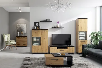 Produktbild von DESIGN MÖBEL INEZ Set 4 – TV-Schrank, Hängeschrank, Lowboard, Fernsehschrank, Fernsehtisch, Kommode, Sideboard, TV-Regal, Hängeregal