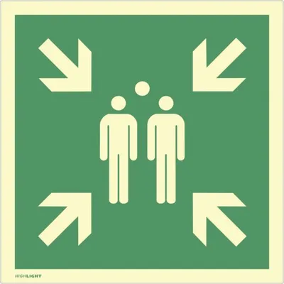 Produktbild von Dreifke® Schild Sammelstelle, ISO 7010, Kunststoff, langnachleuchtend, 160-mc...