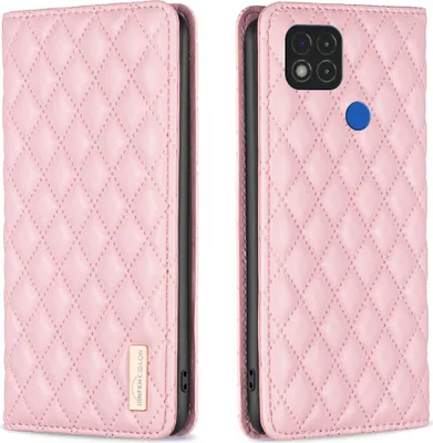 Produktbild von Redmi 10A Hülle, Elegant Bookstyle Flip Leder Kartenfächer Schutzhülle mit Ständer für Xiaomi Redmi 9C / Redmi 10A Pink