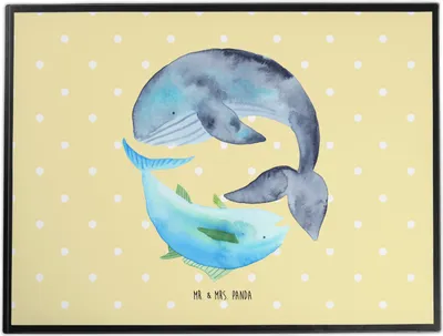Produktbild von Mr. & Mrs. Panda schreibtischunterlage Walfisch Thunfisch - Gelb Pastell - Geschenk, Flachwitz, Spruch Lustig, Schreibunterlage, schreibtischunterlagen, tischauflage