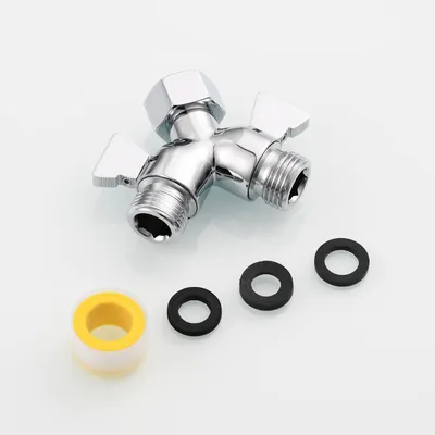 Produktbild von 2 Wege Umstellventil Messing Y-Verteiler 1/2 Zoll mit Absperrventil für Dusche Chrom
