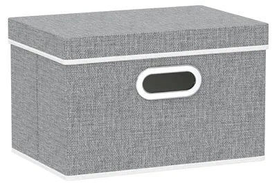 Produktbild von 1 Aufbewahrungsbox mit Deckel, faltbare Stoffbox mit Griffen, Aufbewahrungsbox fürs Schlafzimmer, Kleideraufbewahrungsbox, 32 x 23 x 20 cm
