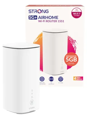 Immagine prodotto di Router Wi-Fi 5G+ AIRHOME 1501, Router, Bianco, Wi-Fi 7 (802.11be), Dual-band (2,4 GHz / 5 GHz), 5G, NR