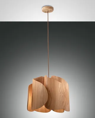 Produktbild von Pevero Pendelleuchte aus Esche und Metall, modernes Design, E27-Fassung, ideal für die Innenbeleuchtung, Durchmesser 420 mm