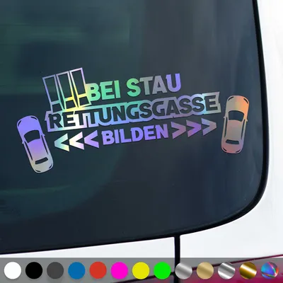 Produktbild von PantherPixel Rettungsgasse Aufkleber Bei Stau bilden freihalten Sticker Auto Geschenkidee Farbe Oilslick-Hologramm