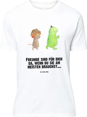 Produktbild von Mr. & Mrs. Panda Tshirt Schildkröte Maus - Weiß - Geschenk, T-Shirt, oberteil, Beste Freundinnen, S, Baumwoll, Shirt, Freunde