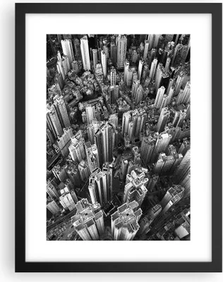 Produktbild von Gerahmtes Poster - Schwarzer Rahmen - Wolkenkratzer mit Berge - 30x40 cm - Wand Bild - Wanddeko - Wandbilder - Kunstposter - Wandposter - Bilderrahmen - Bilder - Kunstdruck - P2BPA30x40-4453