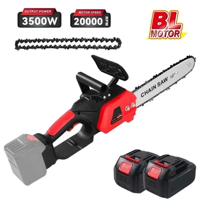 Image de Tronçonneuse sans fil - Lame de 30 cm - Moteur sans balais - Haute performance - Sans fil - 2 batteries - Rouge
