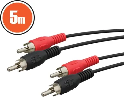 Produktbild von RCA-Audio-/Videokabel 5 Meter – 2x RCA-Stecker auf 2x RCA-Stecker – Rot/Schwarz – Geeignet für Fernseher, Verstärker, DVD-Player und Multimedia-Geräte [20116]