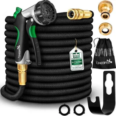 Immagine prodotto di Tubo da giardino 30 metri prolungato TRESKO tubo flessibile per acqua con anima in lattice tubo flessibile elastico di alta qualità in ottone tubo da giardino 30 metri