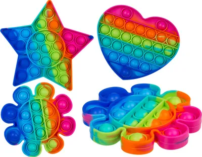 Produktbild von Fidget Pop Toy Rainbow Anti Stress Bubble Pop Trend Push it Stern Herz Blume