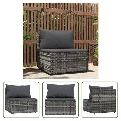 Produktbild von The Living Store Garten-Mittelsofa mit Kissen Grau Poly Rattan