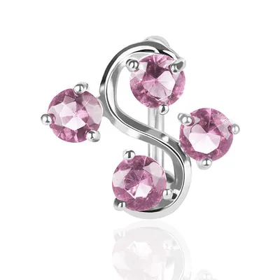 Produktbild von Taffstyle Bauchnabelpiercing Reverse Bauchnabelpiercing Schmuck Stecker mit 4 Kristallen, Rosa