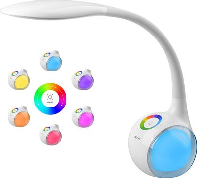 WILIT T3 5W Dimmbare Schreibtischlampe LED, Nachttischlampe Kinder, Tischleuchte mit Farblicht und 3 Helligkeitsstufen