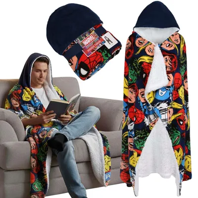 Produktbild von MARVEL Avengers – Warmer Überwurf, dicke Sherpa-Kapuzendecke, Sweatshirt-Decke, 120 × 150 cm