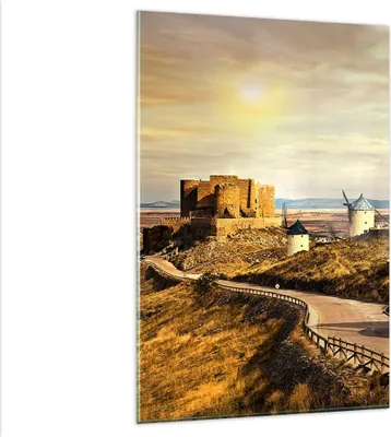 Produktbild von Bilder auf glas - Einteilig - Windmühle andalusien landschaft - 80x120cm - Glasbilder - Wandbilder - Bilder - Wanddekoration aus Glas - Glas Bilder - Wandbild auf Glas - GPA80x120-2729