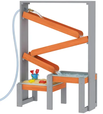 Productafbeelding van Speeltafel, zand- en water speeltafel van hout, zandbaktafel, met 2 bakken, grijs | voor kinderen van 3-8 jaar | van grenenhout | 75 x 34,5 x 105 cm