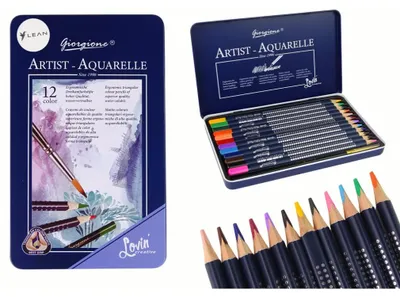 Produktbild von Leantoys Set mit 12 Aquarellstiften, Metallhalter