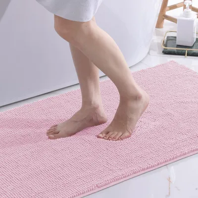 Immagine prodotto di Tappetino da bagno in spugna antiscivolo, 60x90 cm, rosa, assorbente e lavabile