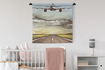 Produktbild von MuchoWow® Wandteppich Wandbehang Flugzeuge - Himmel - Sonne 90x90 cm Tapisserie Dekoration Wandtuch - Wandaufhänger