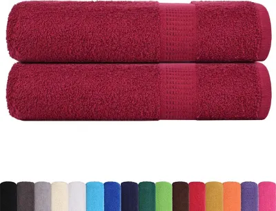 Image de vidaXL Serviettes de bain FROGN, lot de 2, bordeaux, 100 x 150 cm, 360 g/m²